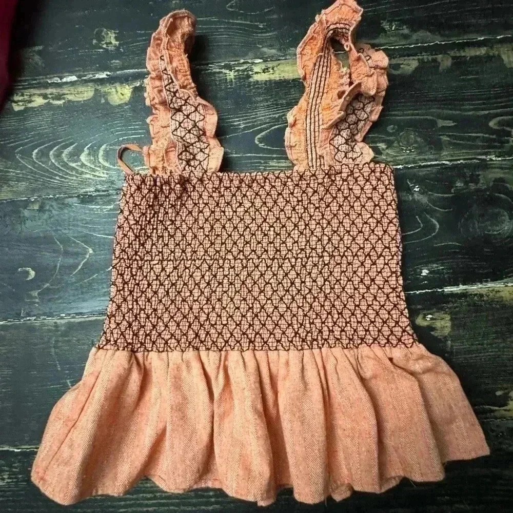 LINE & DOT ORANGE TANK TOP SIZE S